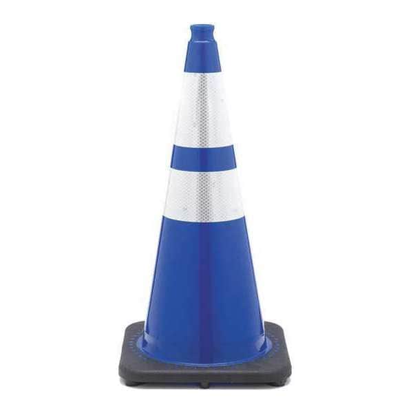 Zoro Select Traffic Cone, PVC, High-Intensity Prismatic, 28 in Height, 7 lb, Blue - RS70032C-BLUE3M64