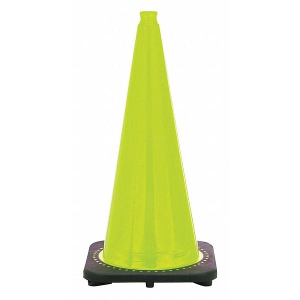 Zoro Select Traffic Cone, PVC, Non-Reflective, 28 in Height, 7 lb, Lime - RS70032C-LIME