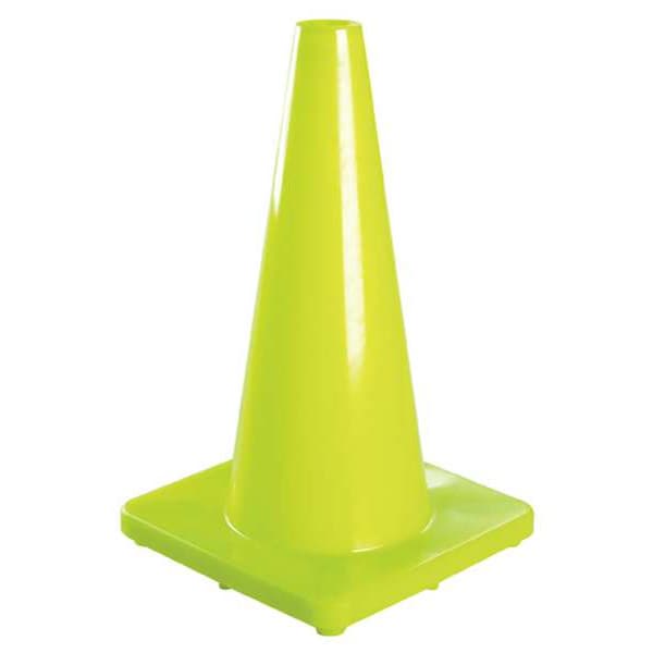 Zoro Select Traffic Cone, PVC, Non-Reflective, 36 in Height, 10 lb, Lime - 6FHA5