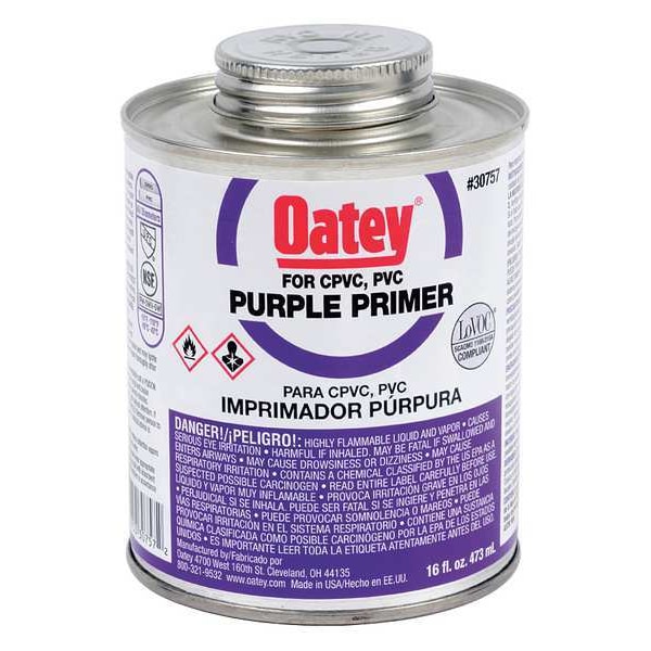 Oatey Primer, Low VOC, 16 oz., Purple - 30757