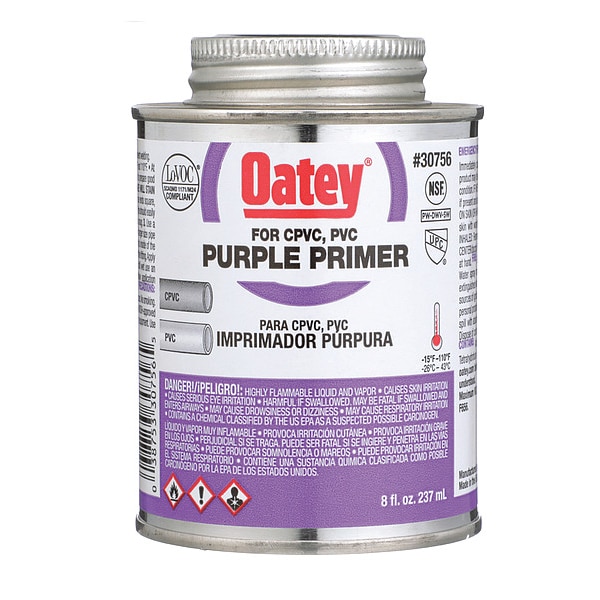 Oatey Primer, Low VOC, 8 oz., Purple - 30756