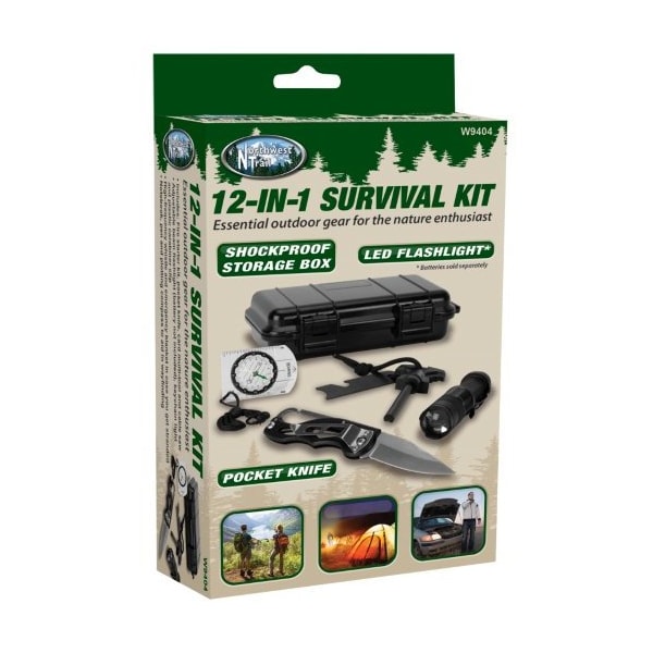 Perform Tool Survival Kit For Outdoor Use; With Fire Starter Flint Stick With Striker And Handle/ Pocket Knife - W9404