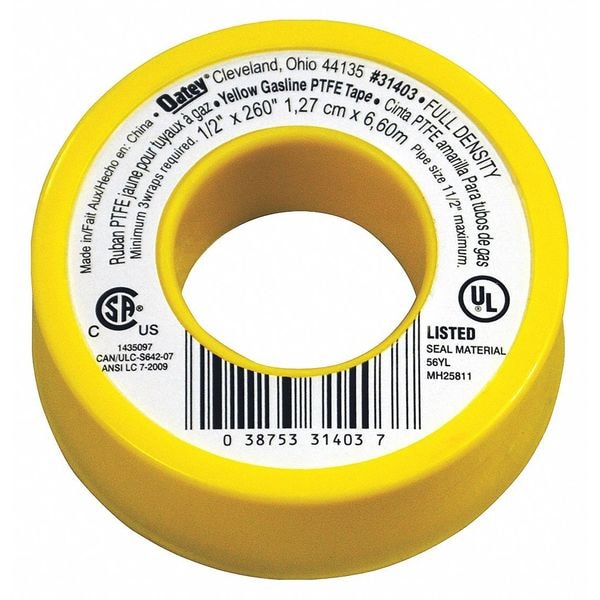 Oatey Pipe Thread Sealant Tape, 1/2in W, 260in L - 31403