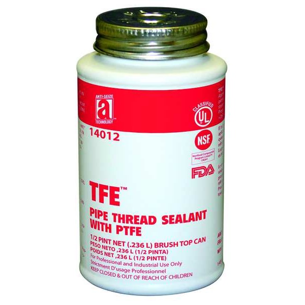 Anti-Seize Technology Pipe Thread Sealant 9.6 fl oz, Brush-Top Can, TFE, Off-White, Paste - 14012