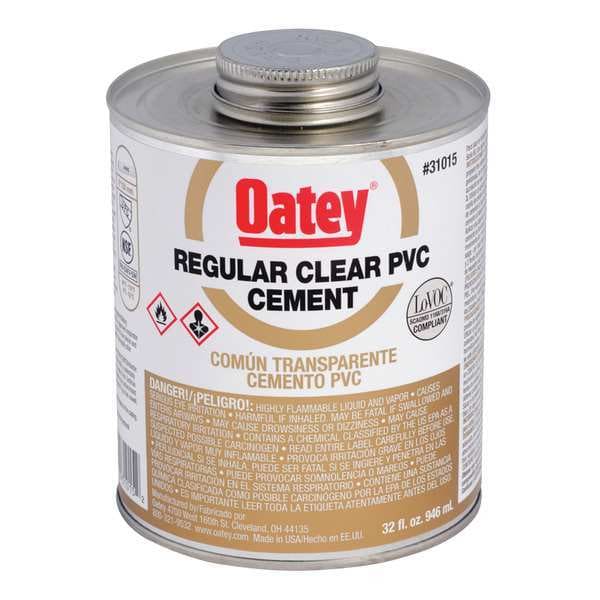 Oatey PVC Cement, Clear, Regular Body, 32 oz. - 31015
