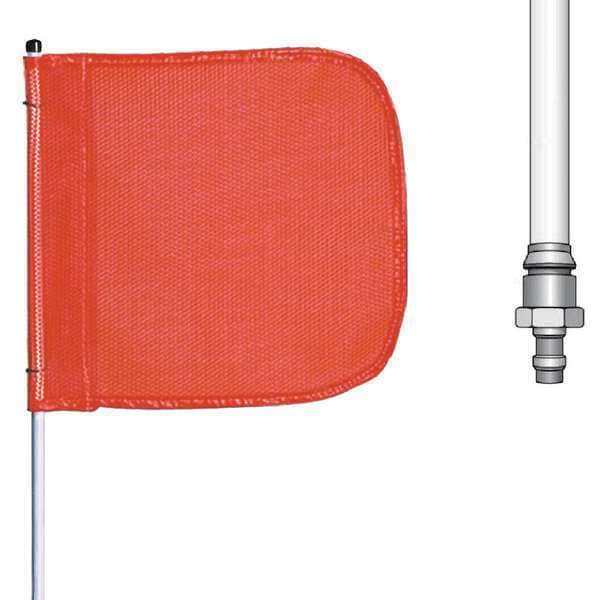 Checkers Warning Whip, White Whip, Orange Flag, Fiber Glass, Debris Cap - FS6-QD-O