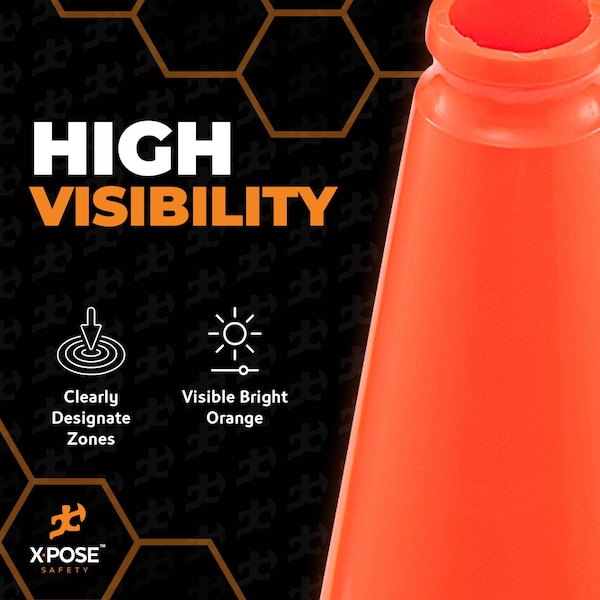 Xpose Safety Traffic Cone, PVC, 18" Height, Orange - OTC18-12-X