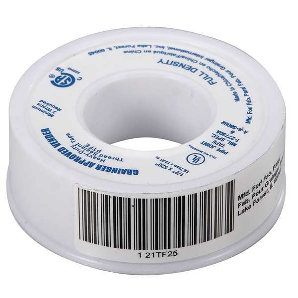 Zoro Select Sealant Tape, 1/2 x 520 In - 21TF25
