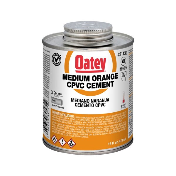 Oatey Cement, CPVC, Orange, 16 oz., Low VOC - 31130