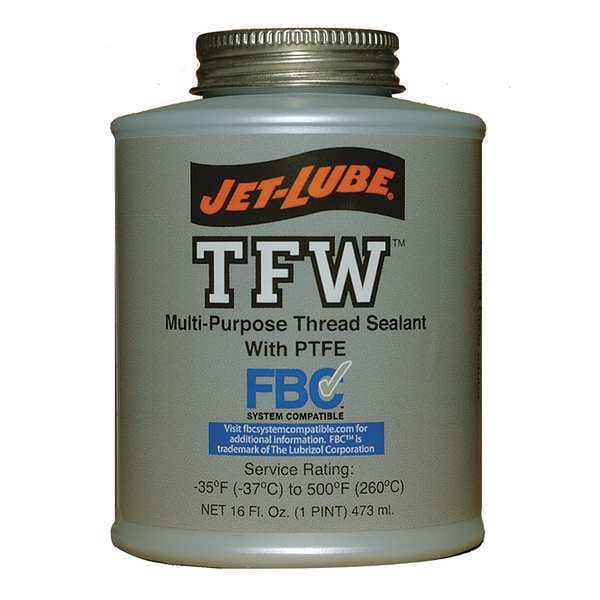 Jet-Lube Pipe Thread Sealant 16 fl oz, Brush-Top Can, TFW, White, Paste - 24004