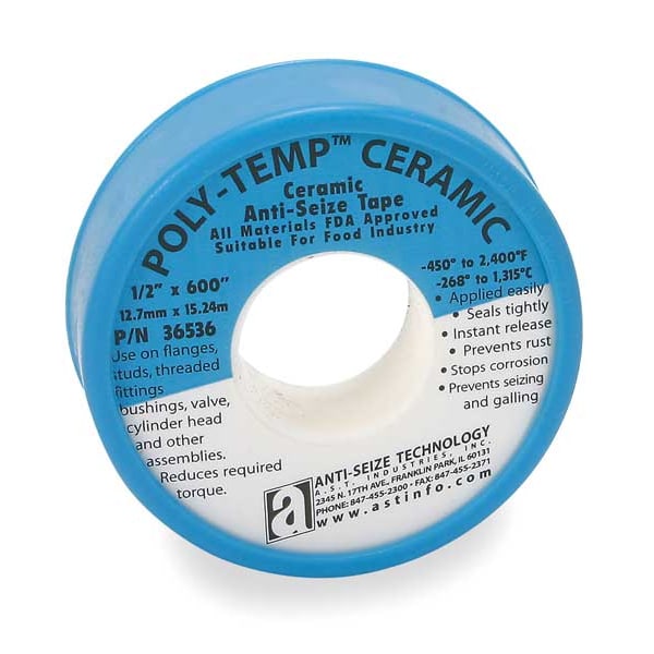 Anti-Seize Technology Antiseize Tape, 1/2 In. W, 600 In. L - 36536