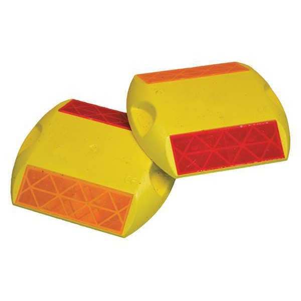 3M Pavement Marker, Yellow/Red, 4" L, PK100 - RPM-291-YR