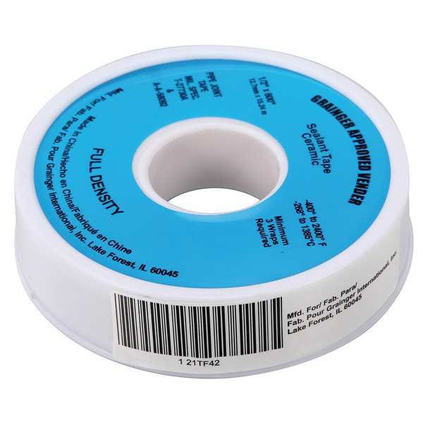 Zoro Select Sealant Tape, 1/2 x 600 In - 21TF42