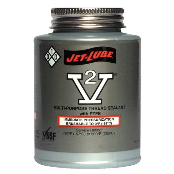 Jet-Lube Pipe Thread Sealant 16 fl oz, Brush-Top Can, V-2, Off-White, Semi-Solid - 35504