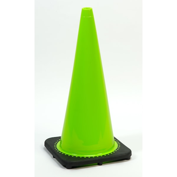 Mutual Industries Traffic Cone with 7 lb. Plain Finish, 28, Plastic, 28 in Height, 12 in Length, 7 pound, Lime - M17717-28-7