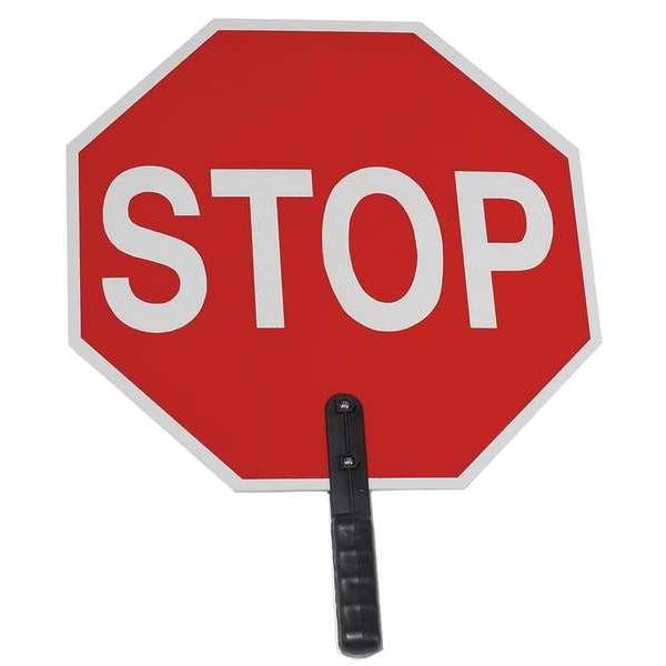 Zoro Select Paddle Sign, Orange/Black, Red/White, ABS Plastic, Handle - 03-856