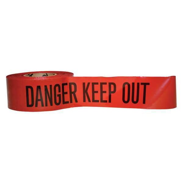 Zoro Select Barricade Tape, Danger Keep Out, Red, 3 in Wide x 3,000 ft Length, Polyethylene, 3 mil - 101349