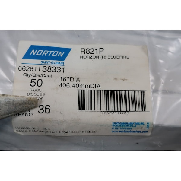 Norton Co R821P 66261138331 0 16In 36 Disc 50PK - R821P 66261138331