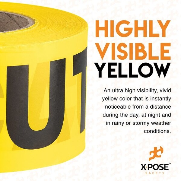 Xpose Safety 12pk Caution Do Not Enter Tape Roll, 12 Rolls, 1000 Ft x 3 In Wide Each, Yellow Safety Tape, 12PK - PCDNT-12-X-S