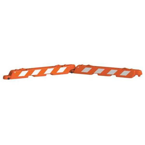 Zoro Select Airport Barricade, Plastic, 10 in Height, 96 in Length, 25 lb, Orange/White - AB96-O-DGLR