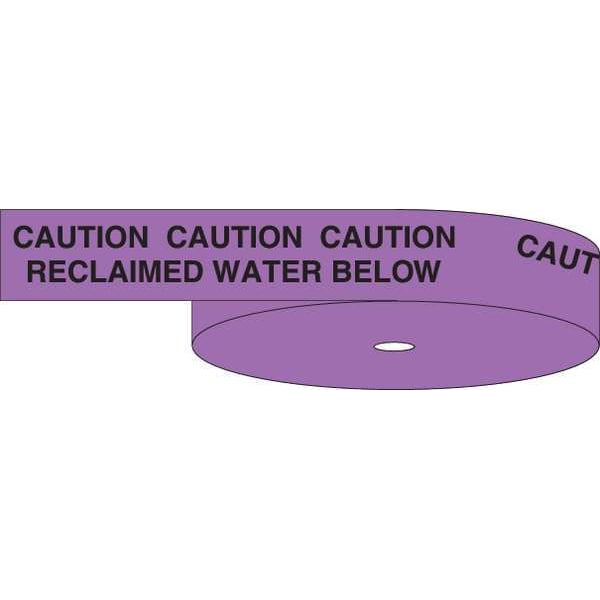 Zoro Select Underground Marking Tape, Caution Buried Reclaimed Water Line Below, Purple, 6 in Wide x 4 mil - 63050