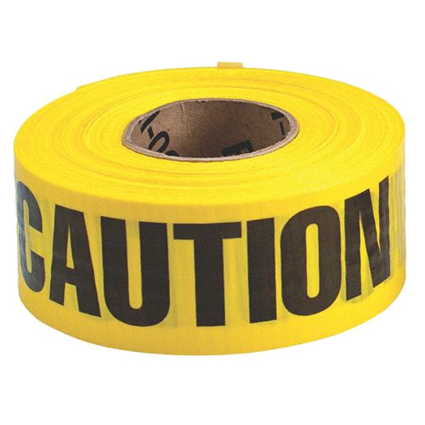 Zoro Select Barricade Tape, Caution/Cuidado, Yellow, 3 in Wide x 500 ft Length, Polyethylene, 3 mil - 91100