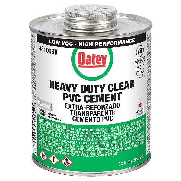 Oatey Cement, Brush-Top Can, 32 fl oz, Clear - 31008V