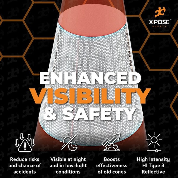 Xpose Safety Traffic Safety Cone, PVC, 18 in Height, 11 in Length, Orange - RC18-6-5-X-S
