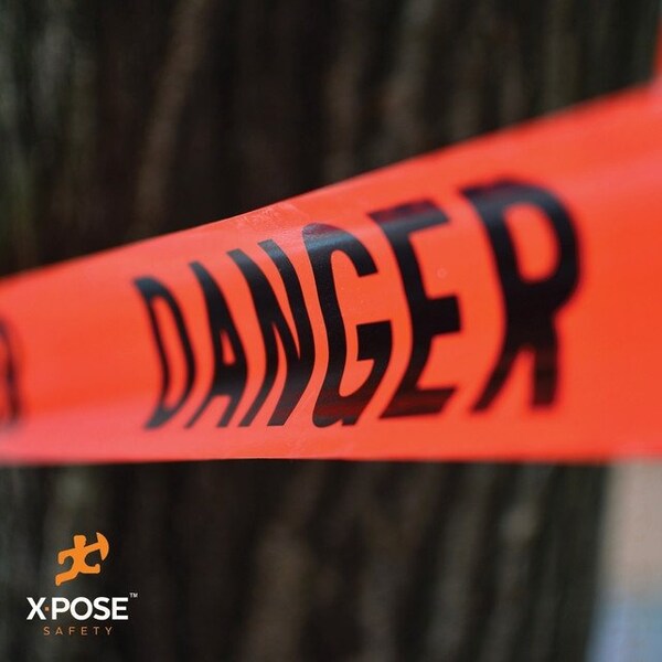 Xpose Safety Danger/Peligro Do Not Enter Tape Roll, 1000 Ft x 3 In Wide Each, Red Safety Tape, 12PK - PDPT-12-X-S