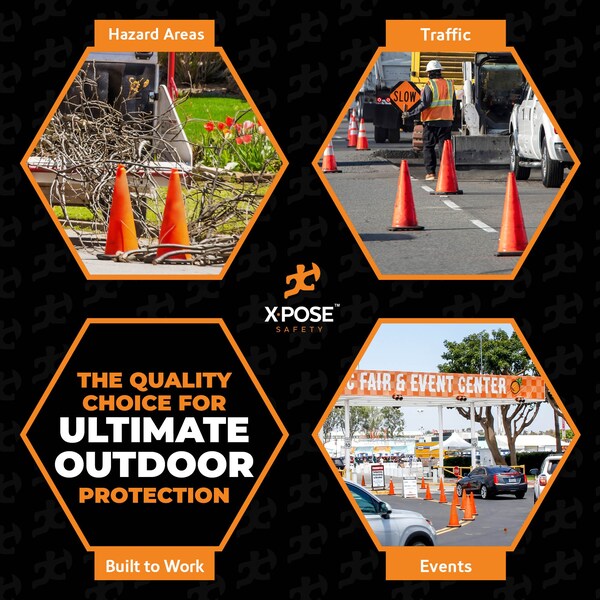 Xpose Safety Traffic Safety Cone, PVC, 28 in Height, 14 in Length, Orange - OTC28-FP297-X