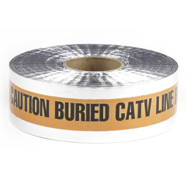 Dottie Detectable Warning Tape, Caution Buried CATV Line Below, Orange, Foil Bonded Polyethylene - DU08