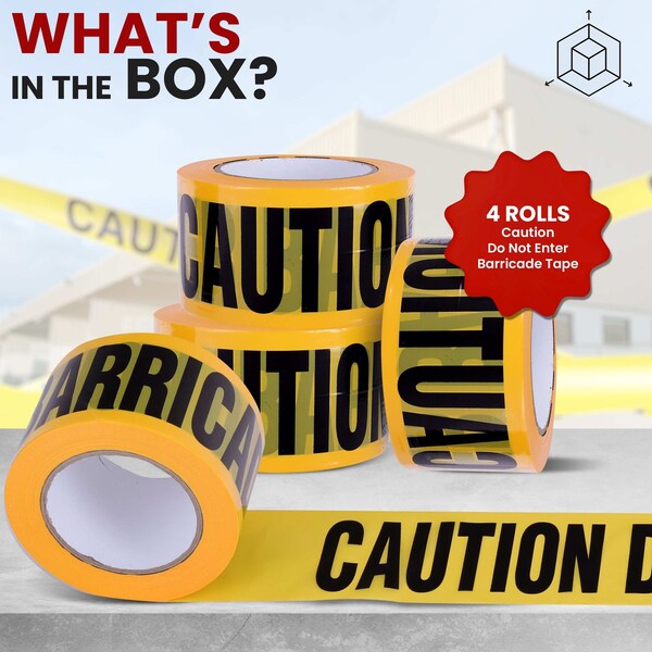 Pyle Barricade Tape, Do Not Enter, Yellow, 3 in Wide x 656 ft Length, Polyethylene - PNECTX4