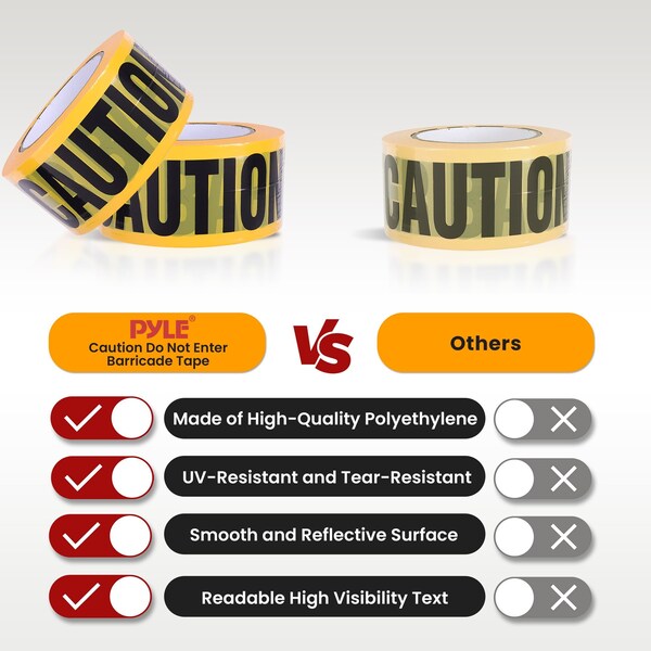 Pyle Barricade Tape, Do Not Enter, Yellow, 3 in Wide x 656 ft Length, Polyethylene - PNECTX4