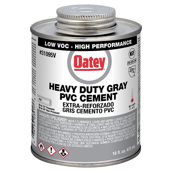 Oatey Cement, Brush-Top Can, 16 fl oz, Gray - 31095V