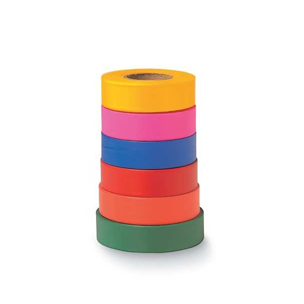 Zoro Select Flagging Tape, No Legend, Red, 1 in Wide x 300 ft Length, Vinyl, 2.5 mil - TF1R-200