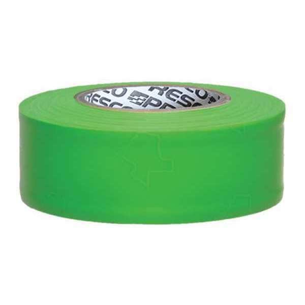 Zoro Select Flagging Tape, No Legend, Fluorescent Green, 1 3/16 in Wide x 150 ft Length, Vinyl, 3 mil - TXGG-200