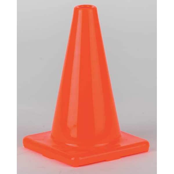 Zoro Select Traffic Cone, PVC, Non-Reflective, 12 in Height, 2 lb, Orange - 6FGY8