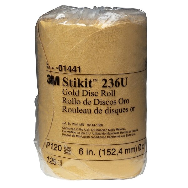 3M Stikit Gold Disc Roll, 125 Discs Per Roll, 6" - MMM1441