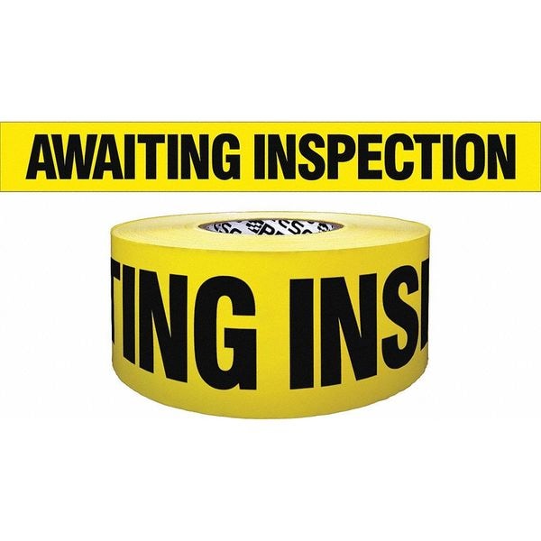 Zoro Select Barricade Tape, Awaiting Inspection, Yellow, 3 in Wide x 1,000 ft Length, Polyethylene, 4 mil - B3104Y1841-200