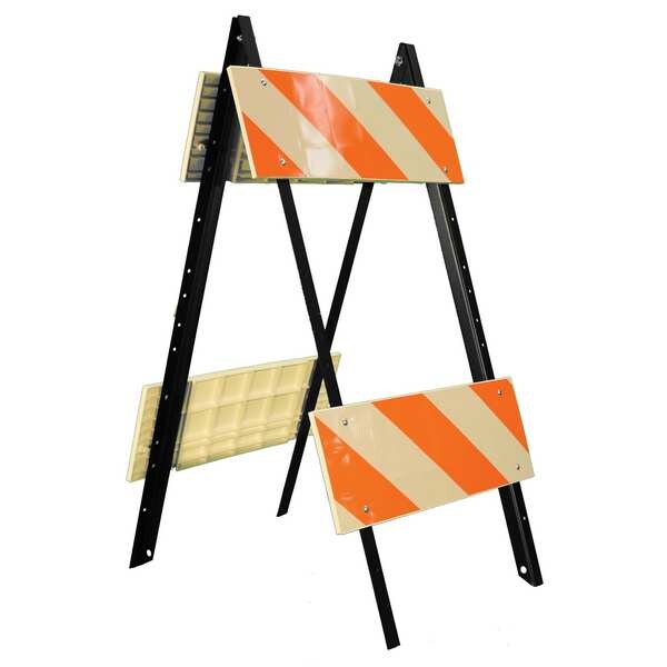 Zoro Select Steel Barricade Type II, High-Intensity Prismatic, 46 in Height, Orange/White - 97-03-003-02