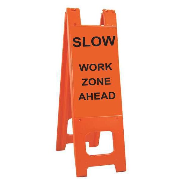 Zoro Select Barricade Sign, Polyethylene, Engineer, 45 in Height, 3 in Length, Orange - 150-LG-EG WZ