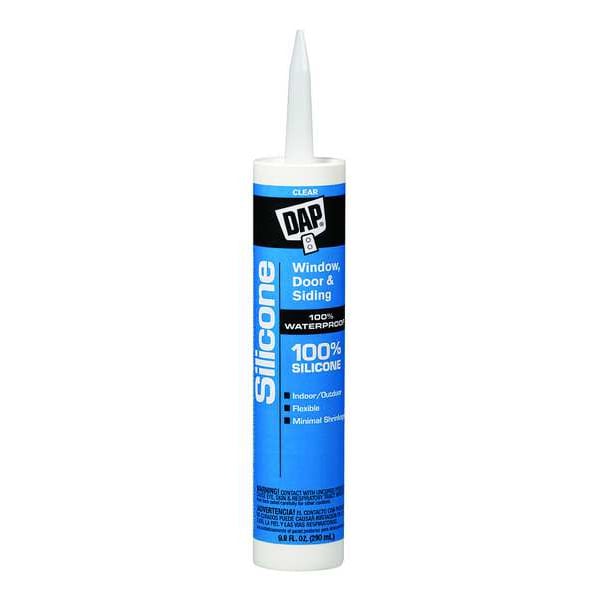 Dap Silicone Sealant, 9.8 oz, Cartridge, Clear, Silicone Base, Window, Door & Siding - 08641