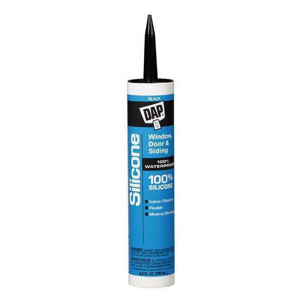 Dap Silicone Sealant, 9.8 oz, Cartridge, Black, Silicone Base, Window, Door & Siding - 70798-08642