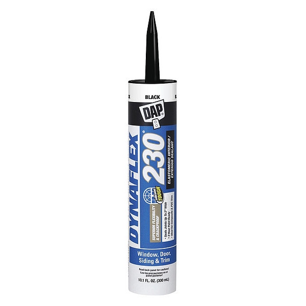 Dap Acrylic Latex Elastomeric Sealant, 10 oz, Cartridge, Black, Elastomeric Latex Base, Dynaflex 230 - 18280