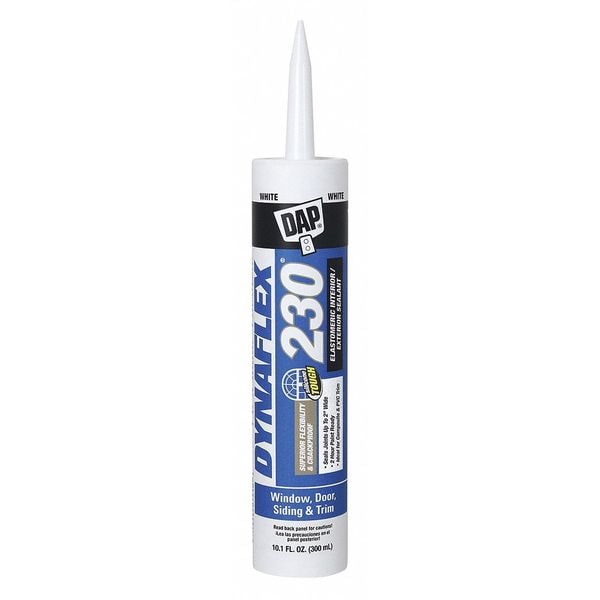 Dap Acrylic Latex Elastomeric Sealant, 10 oz, Cartridge, White, Elastomeric Latex Base, Dynaflex 230 - 18275