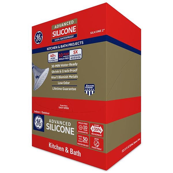 Silicone Ii GE Advanced Clear Silicone 2 Kitchen and Bath Caulk Sealant 2.8 oz - GE284