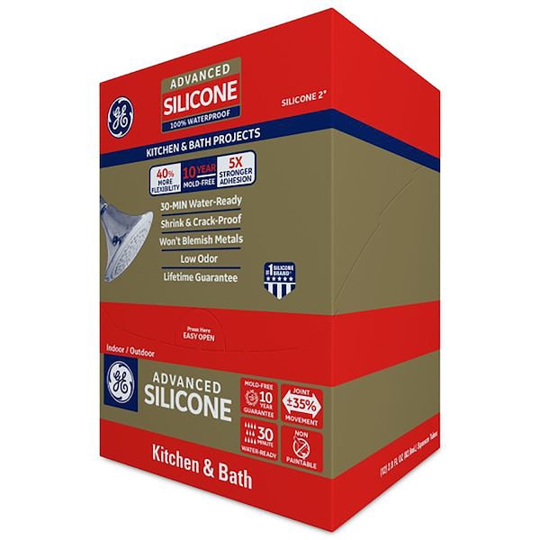 Silicone Ii GE Advanced Clear Silicone 2 Kitchen and Bath Caulk Sealant 2.8 oz - GE284