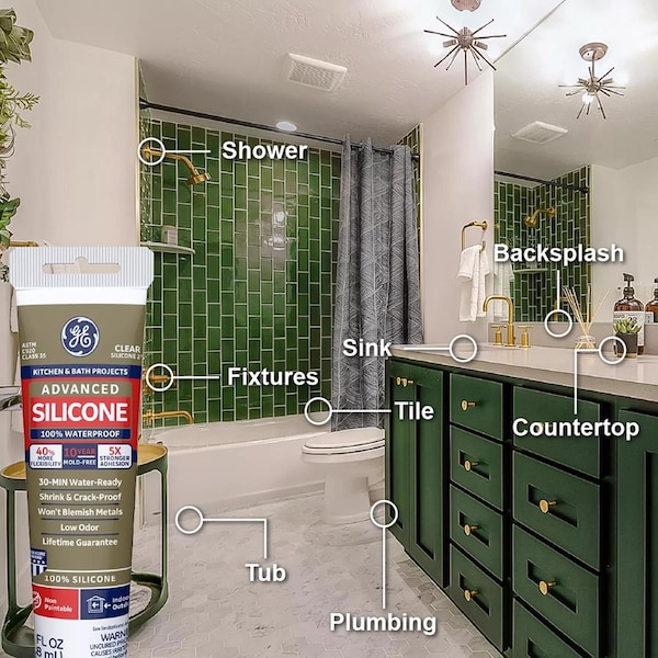 Silicone Ii GE Advanced Clear Silicone 2 Kitchen and Bath Caulk Sealant 2.8 oz - GE284