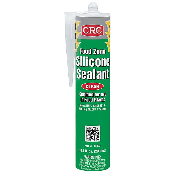 Crc Silicone Sealant, 10 oz, Cartridge, Clear, Silicone Base, Food Zone - 14083