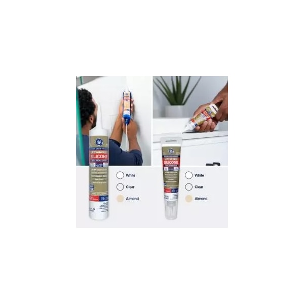 Ge Silicone Sealant, 3 oz, Tube, Clear, Silicone Base, Advanced Silicone - 2812563